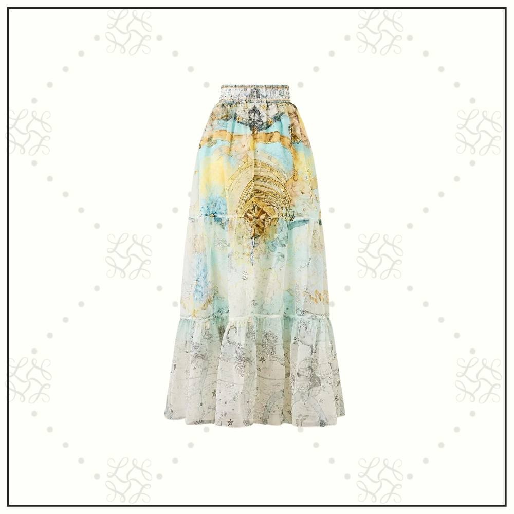 GATHERED BLOUSE & TIERED SKIRT