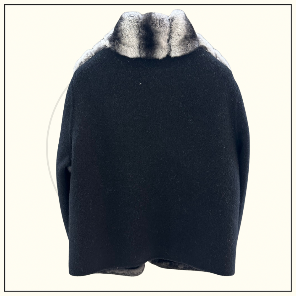 CHINCHILLA FUR JACKET WITH KNIT SLEEVE
