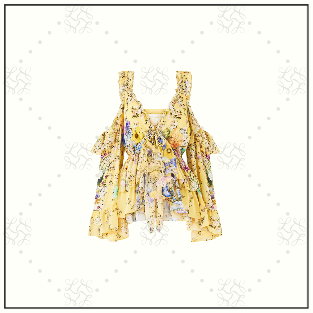 COLD SHOULDER RUFFLE TOP & CORSET SHORT