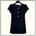 JEWELED BUTTONS IN WOOL PIQUÉ MINI DRESS