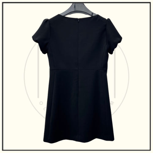 JEWELED BUTTONS IN WOOL PIQUÉ MINI DRESS