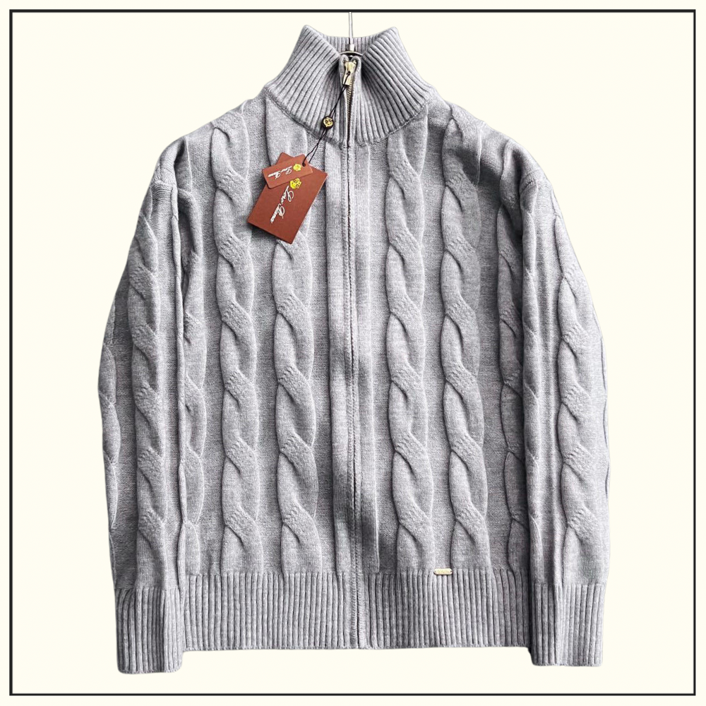 WOOL KNIT HALF ZIP SWEATER