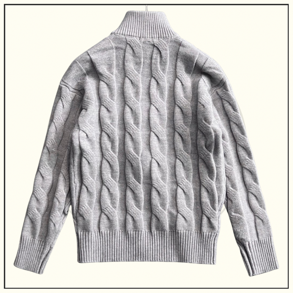 WOOL KNIT HALF ZIP SWEATER