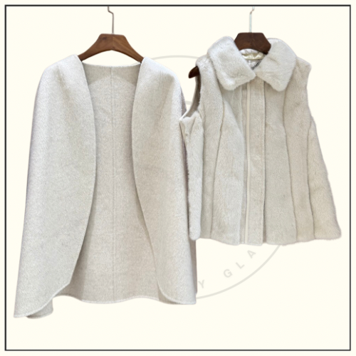 CASHMERE & MINK FUR CAPE & VEST