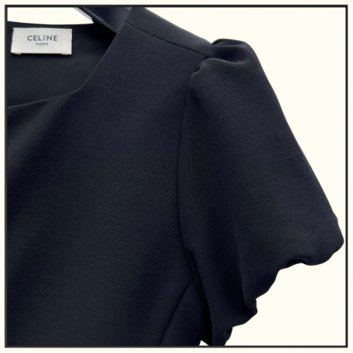JEWELED BUTTONS IN WOOL PIQUÉ MINI DRESS