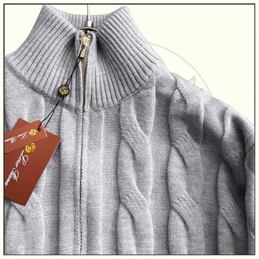 WOOL KNIT HALF ZIP SWEATER