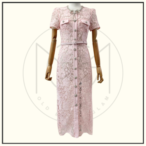 LACE CRYSTAL EMBELLISHED MIDI DRESS