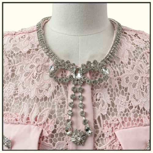 LACE CRYSTAL EMBELLISHED MIDI DRESS