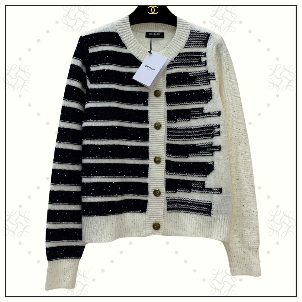 STRIPE SEQUIN CARDIGAN