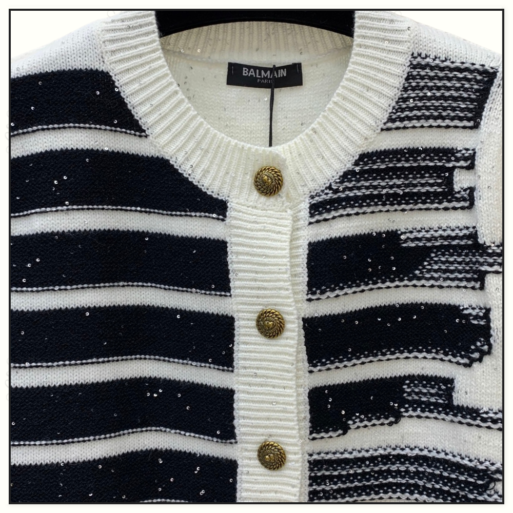 STRIPE SEQUIN CARDIGAN