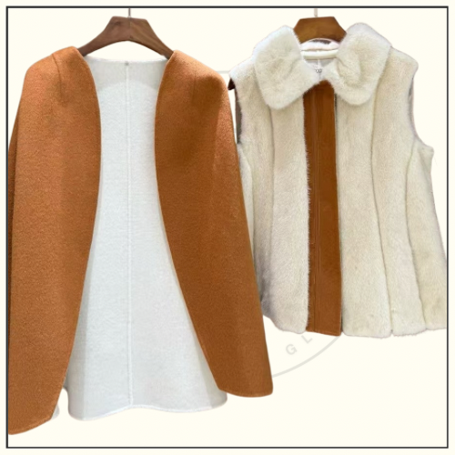 CASHMERE & MINK FUR CAPE & VEST