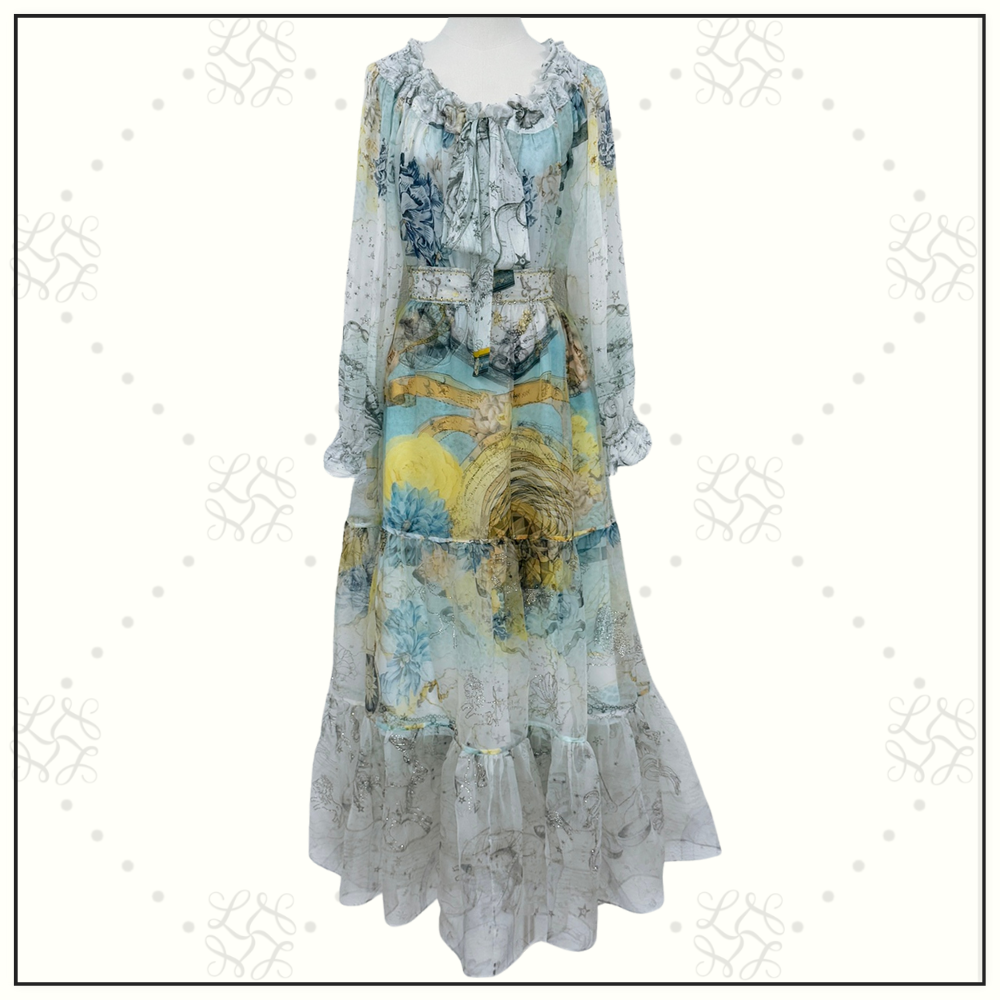 GATHERED BLOUSE & TIERED SKIRT