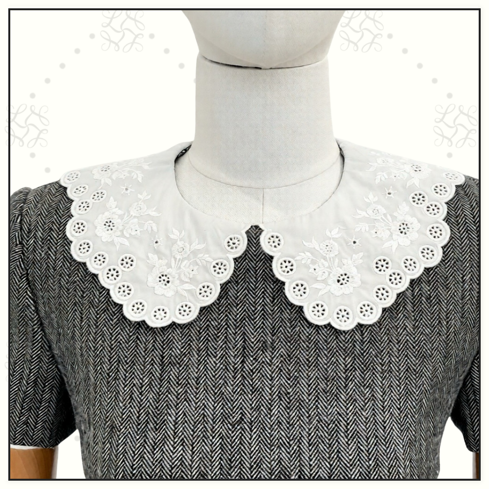 GREY HERRINGBONE COLLARED MINI DRESS