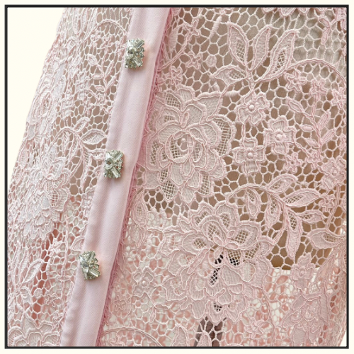 LACE CRYSTAL EMBELLISHED MIDI DRESS