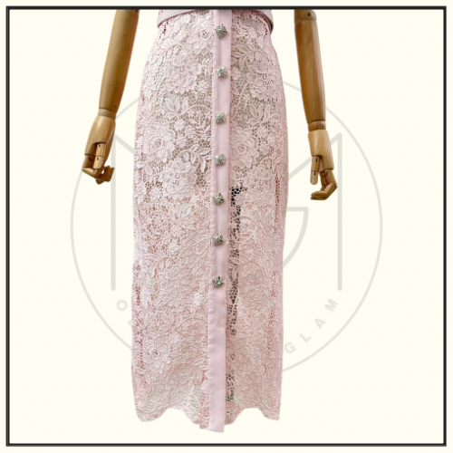 LACE CRYSTAL EMBELLISHED MIDI DRESS