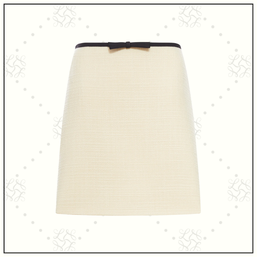 BOW DETAIL WOOL BLEND JACKET & SKIRT