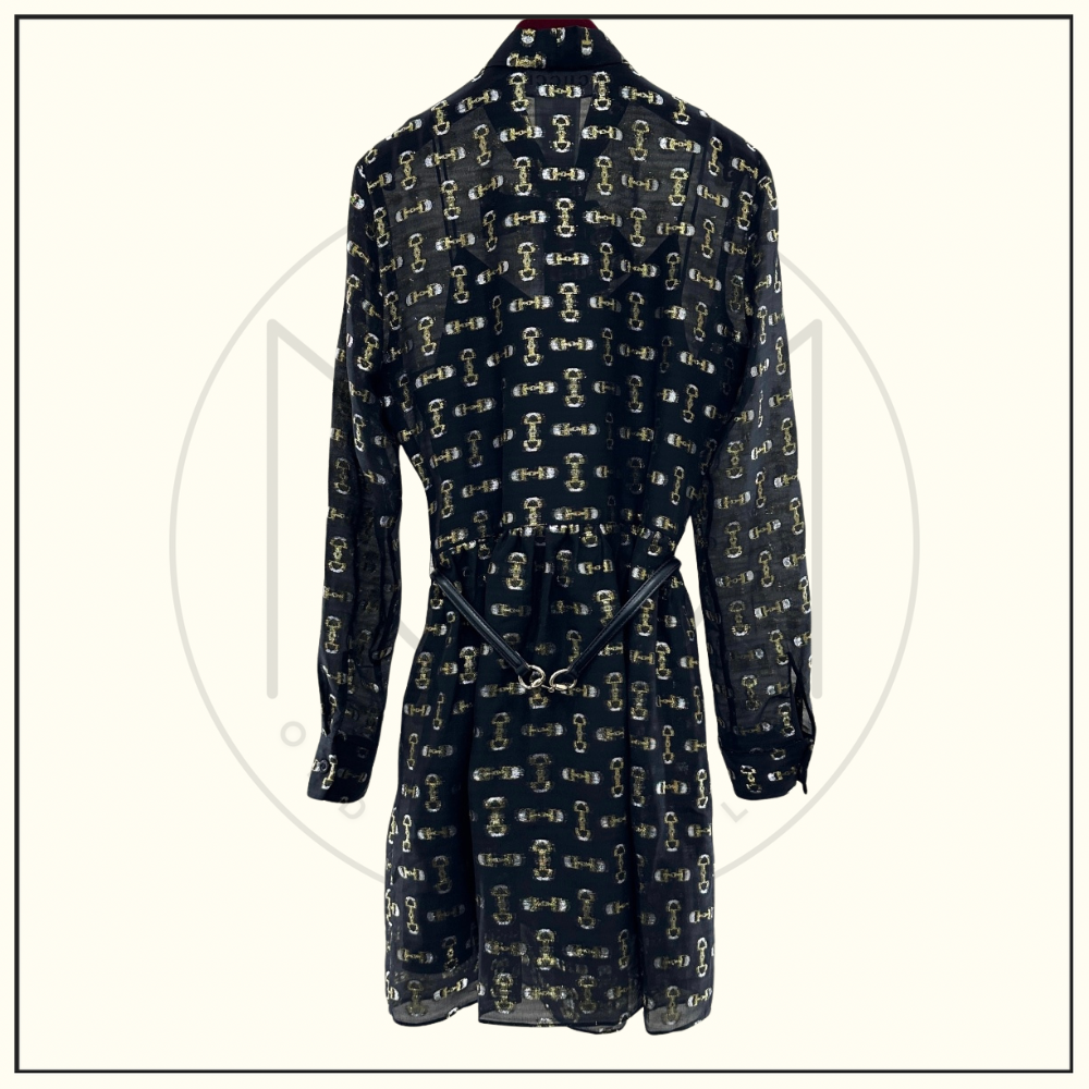 TIE NECK SILK MINI DRESS