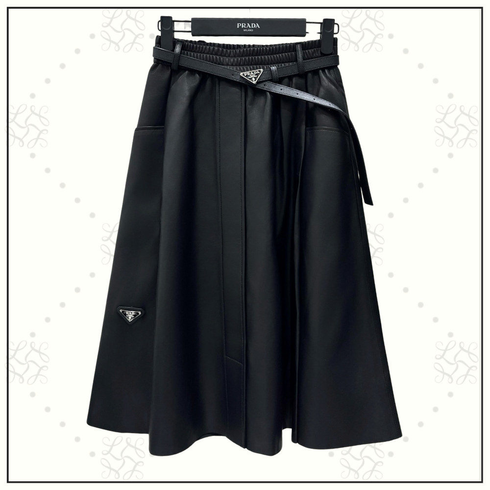 HIGH WAISTED LEATHER MIDI SKIRT