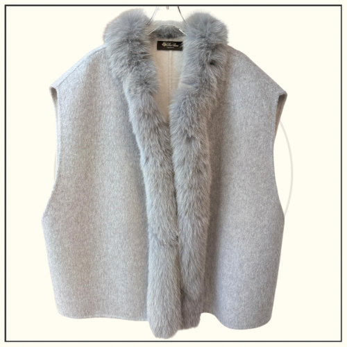 CASHMERE BLEND VEST WITH FOX FUR COLLAR