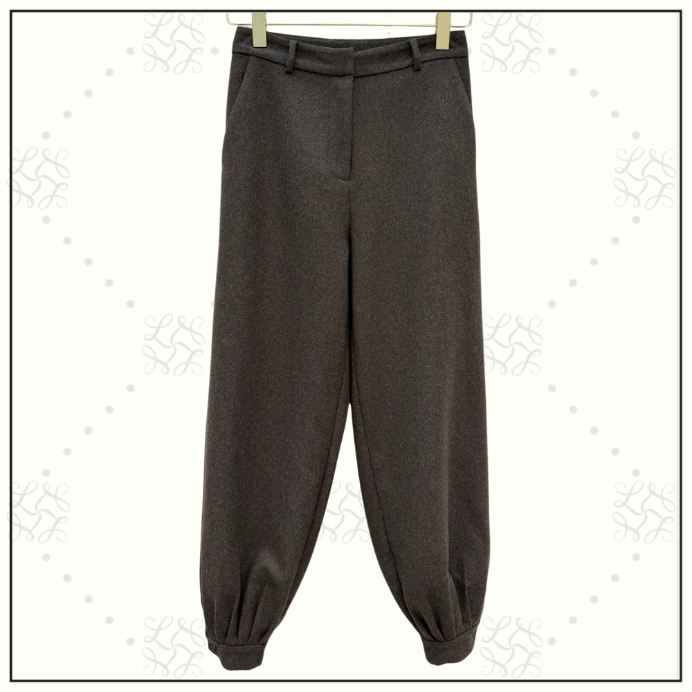 WOOL & CASHMERE BLEND ELASTIC HEM PANTS
