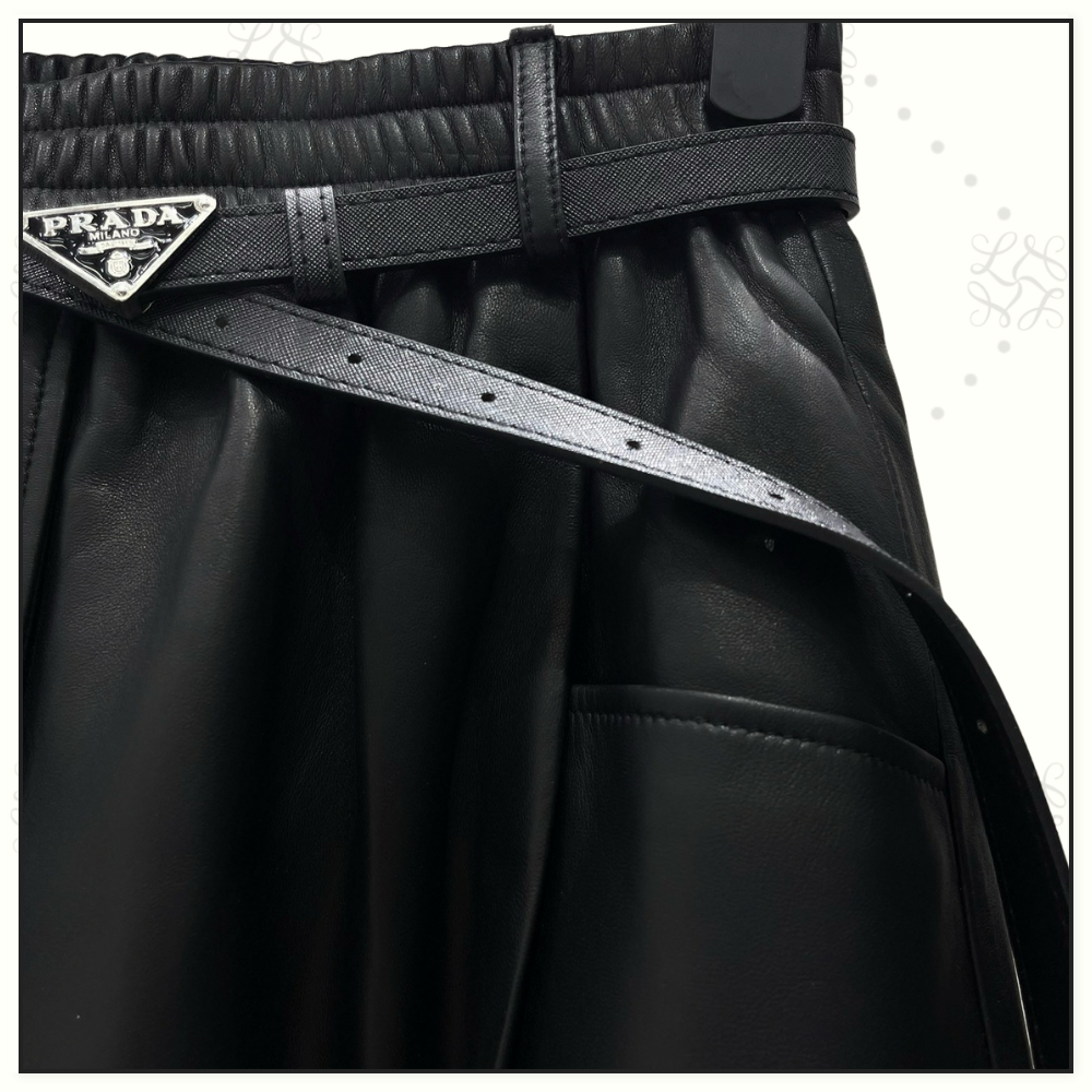 HIGH WAISTED LEATHER MIDI SKIRT