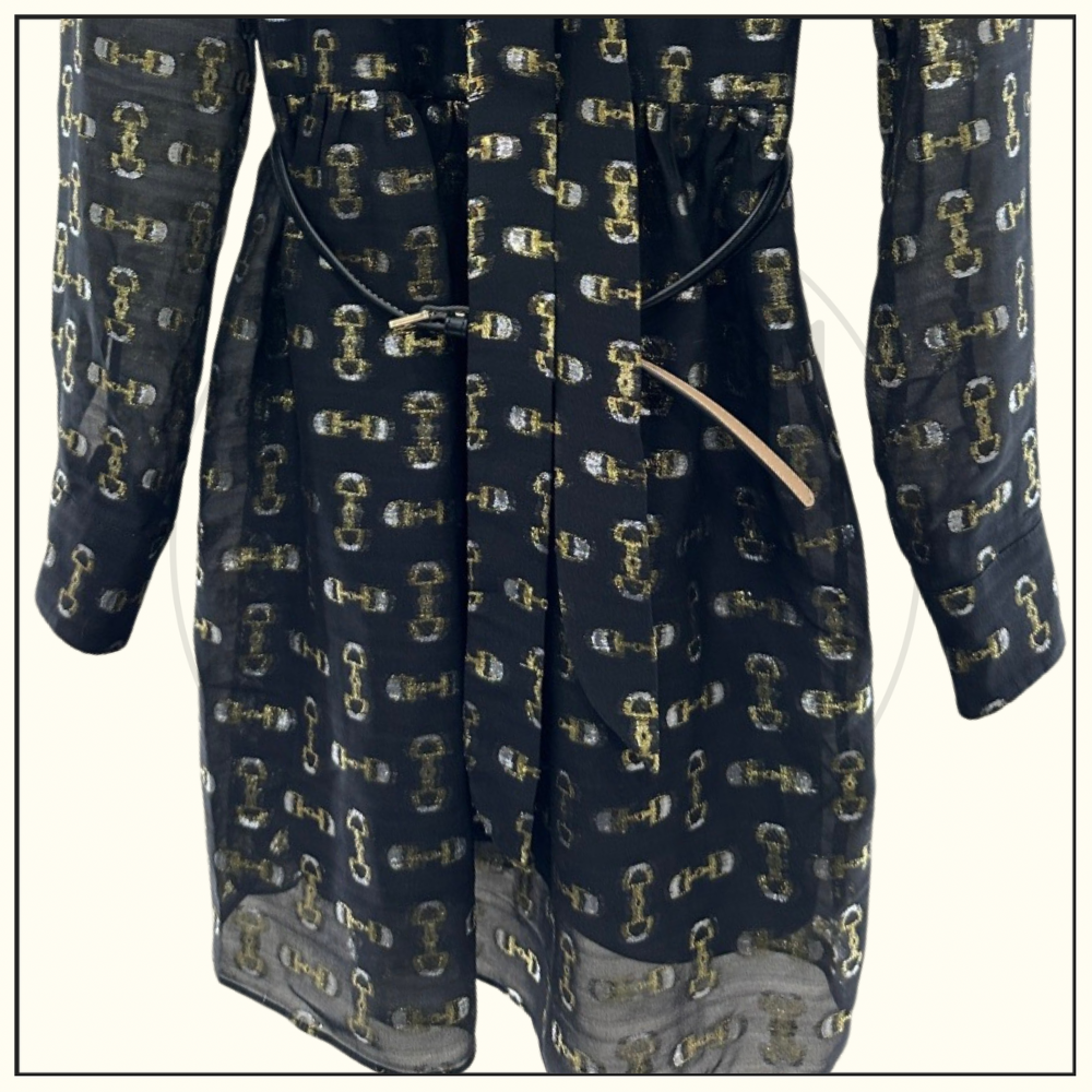 TIE NECK SILK MINI DRESS