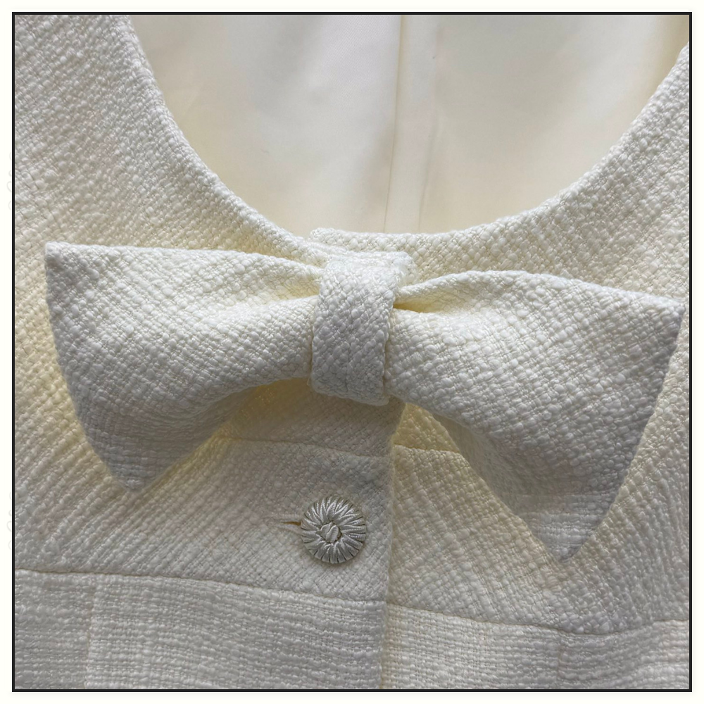 BOW DETAIL WOOL BLEND JACKET & SKIRT