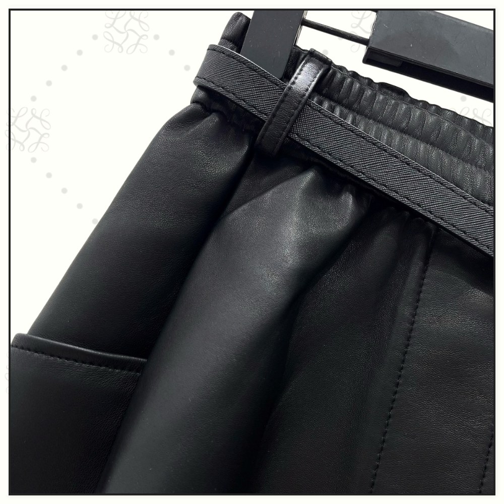 HIGH WAISTED LEATHER MIDI SKIRT