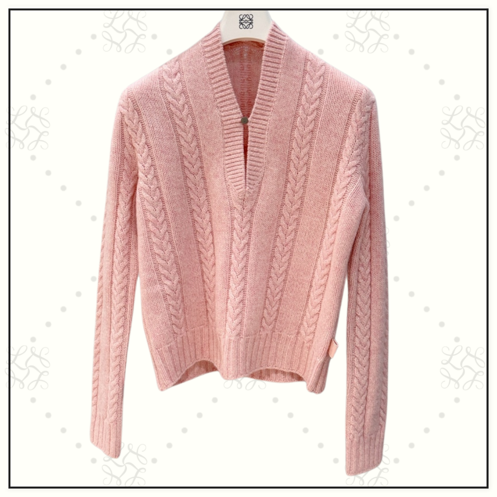 CABLE KNIT WOOL MOULINE SWEATER