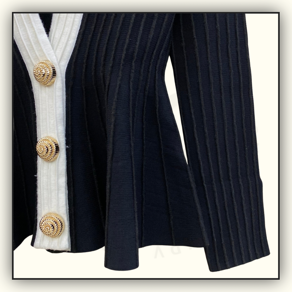 RIB KNIT PEPLUM CARDIGAN & MINI SKIRT