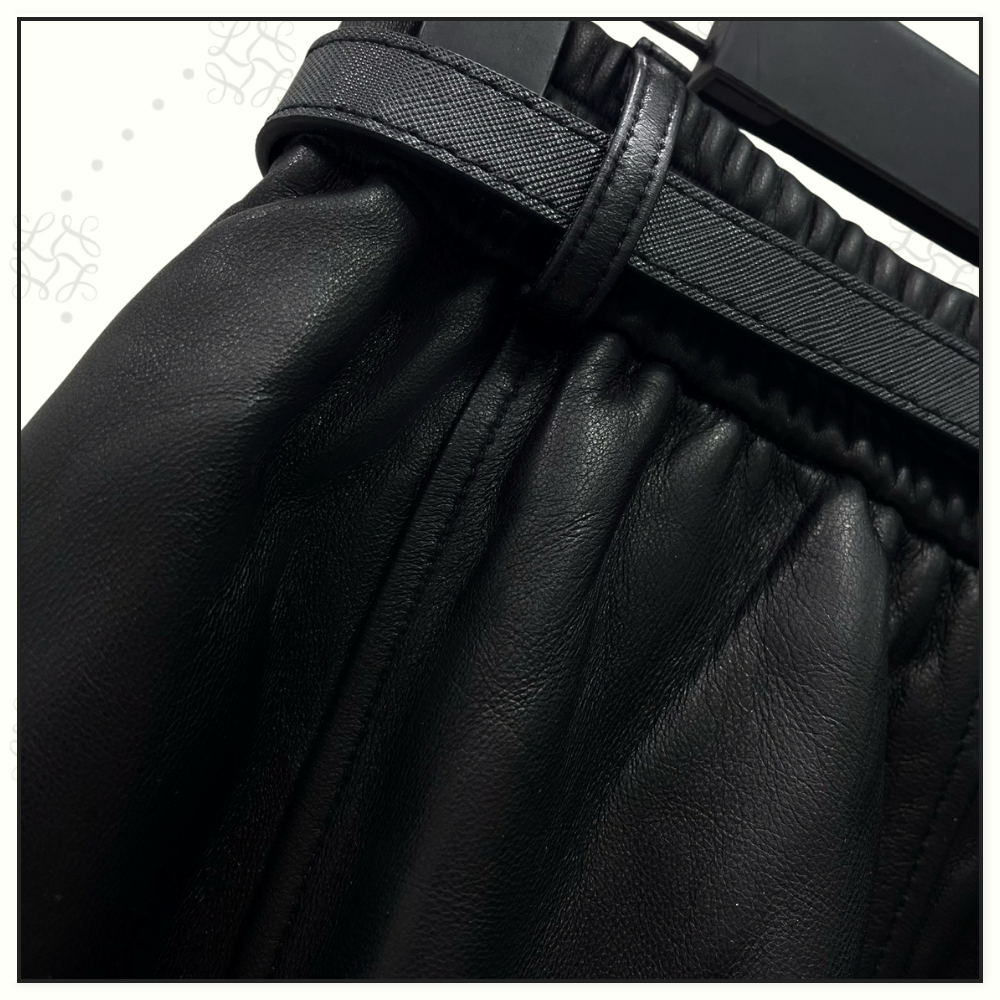 HIGH WAISTED LEATHER MIDI SKIRT