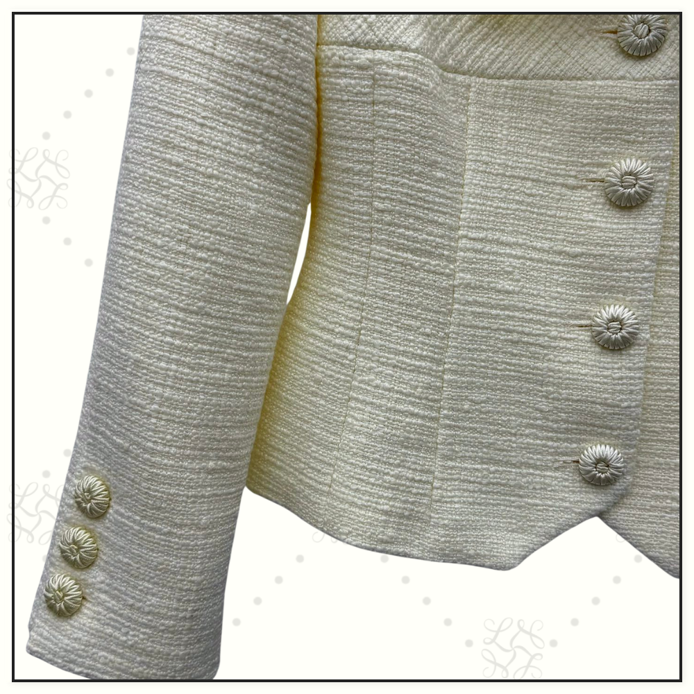 BOW DETAIL WOOL BLEND JACKET & SKIRT