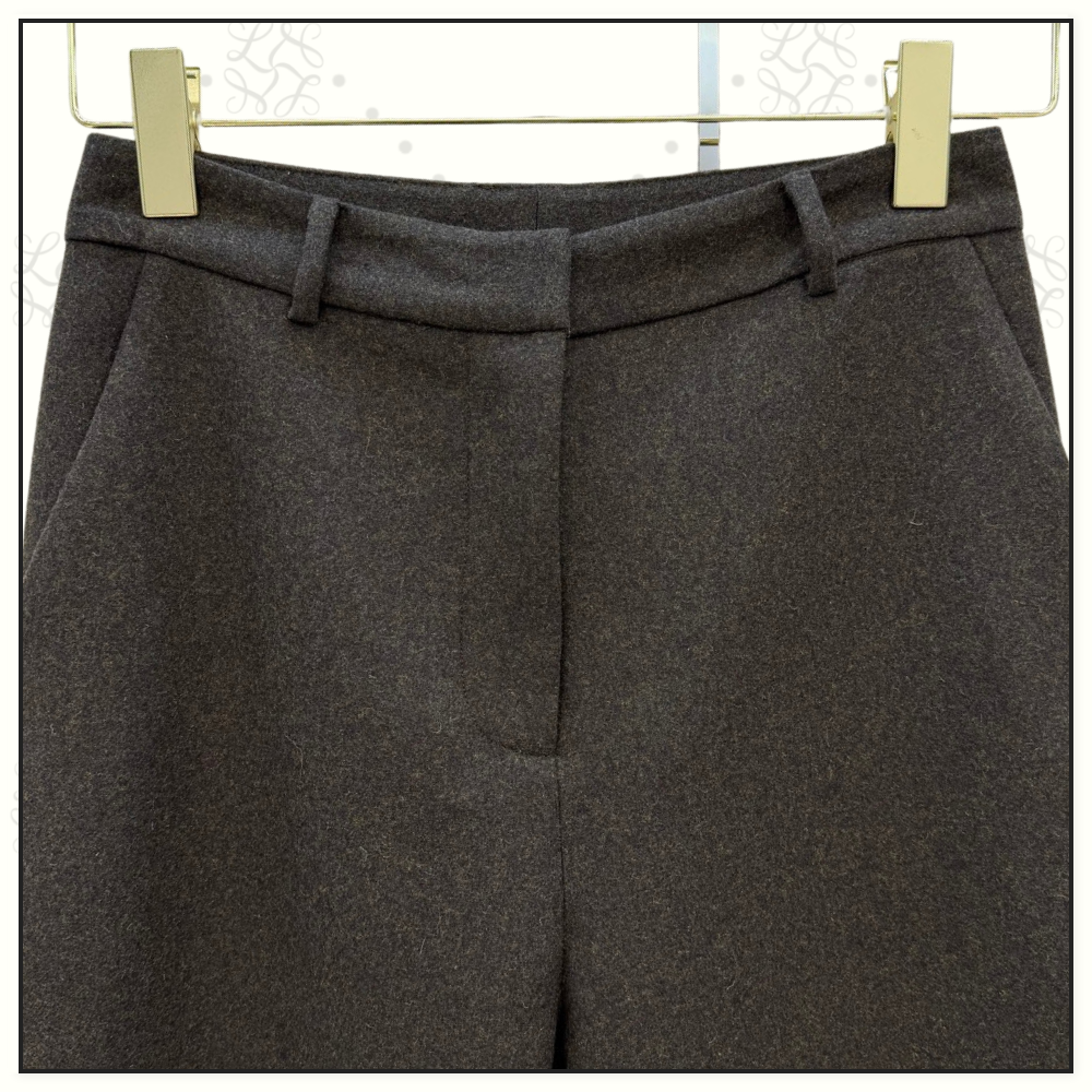 WOOL & CASHMERE BLEND ELASTIC HEM PANTS
