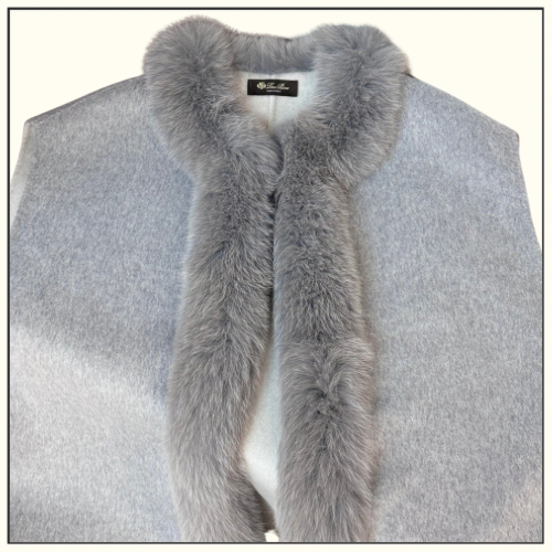 CASHMERE BLEND VEST WITH FOX FUR COLLAR