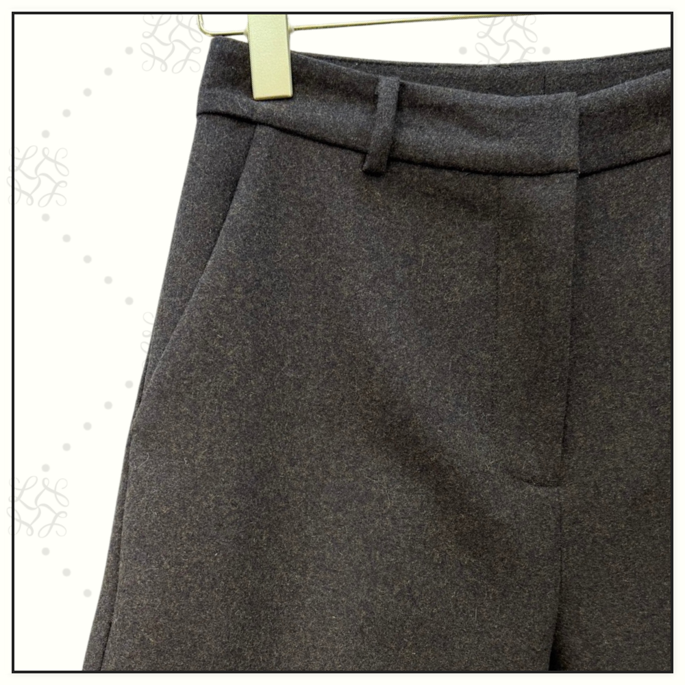 WOOL & CASHMERE BLEND ELASTIC HEM PANTS