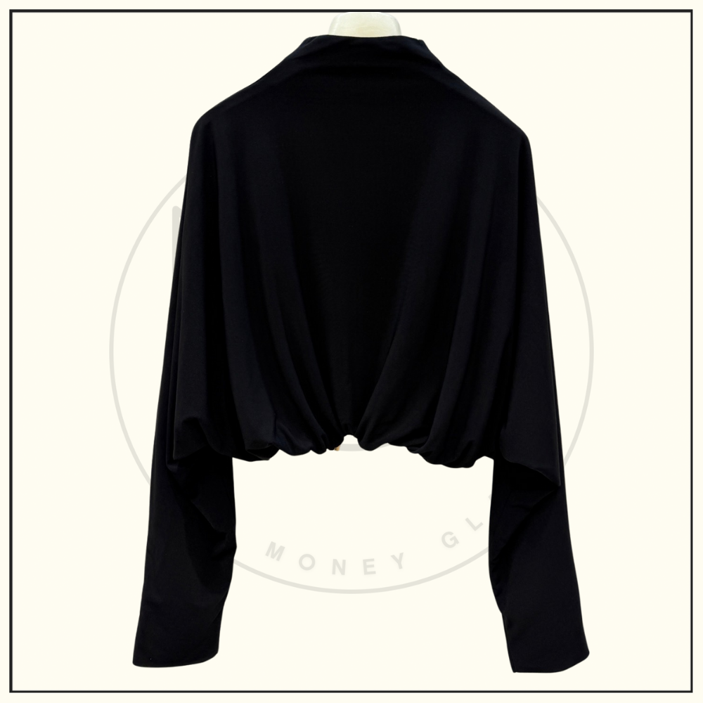 DRAPED JERSEY JACKET & TWISTED FLUID JERSEY SKIRT