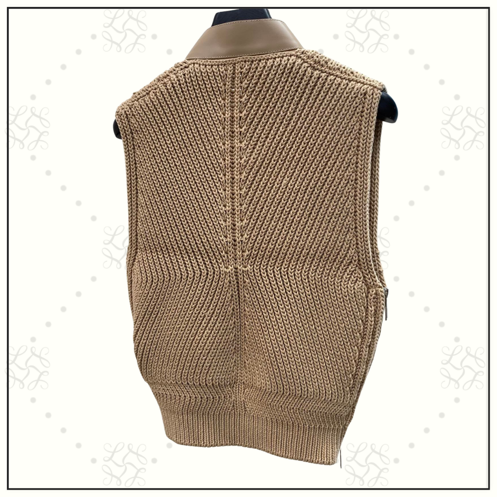 KNIT GILET WITH LEATHER DETAIL