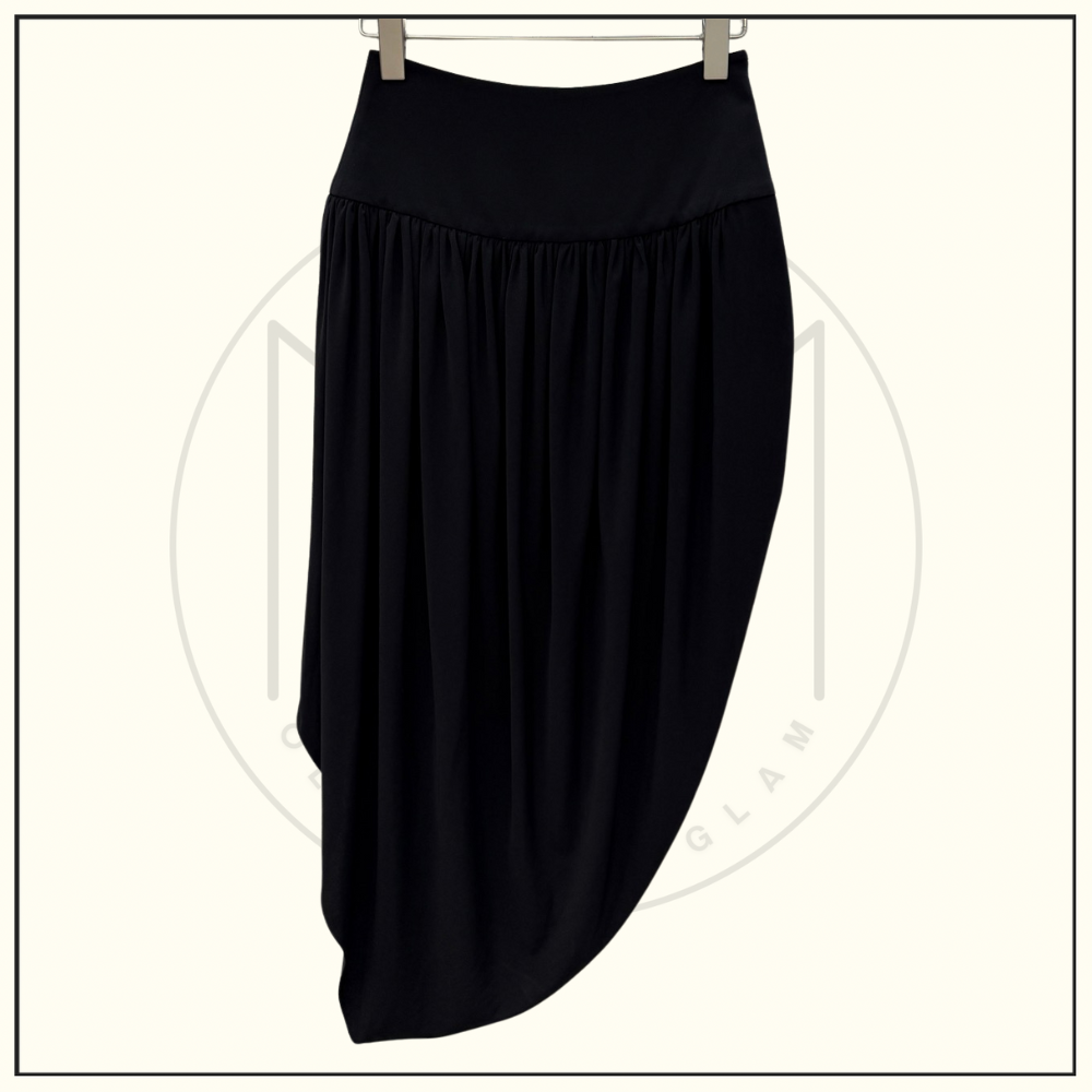 DRAPED JERSEY JACKET & TWISTED FLUID JERSEY SKIRT