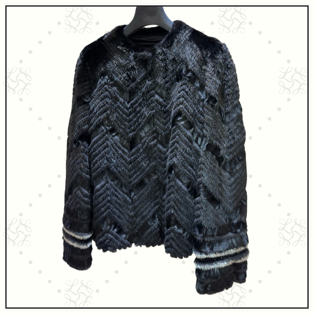 MINK FUR JACKET WITH CHEVRON MOTIFS