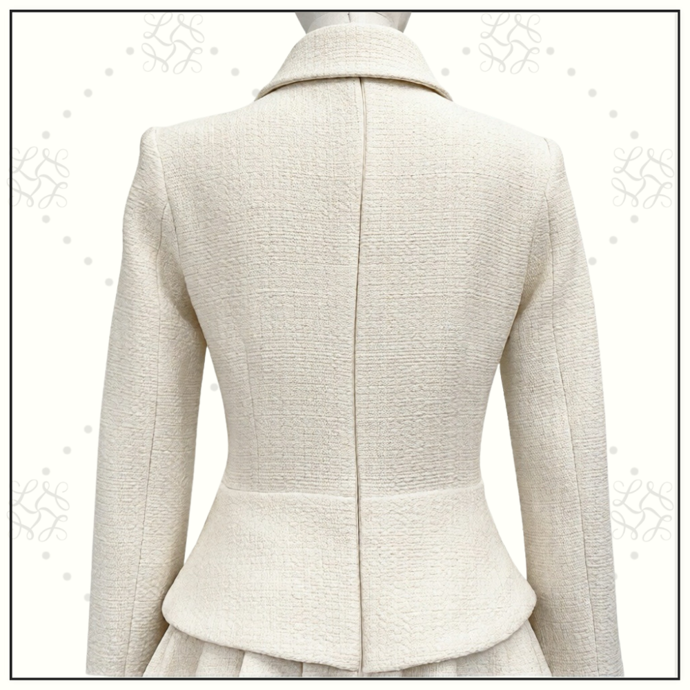 CREAM BOUCLE COLLARED MINI DRESS