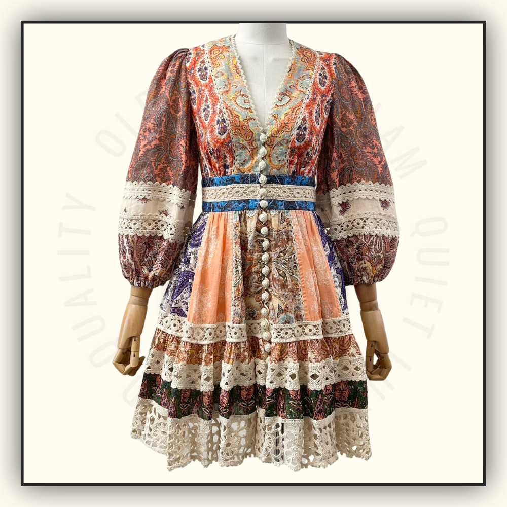 PAISLEY LINEN MINI DRESS