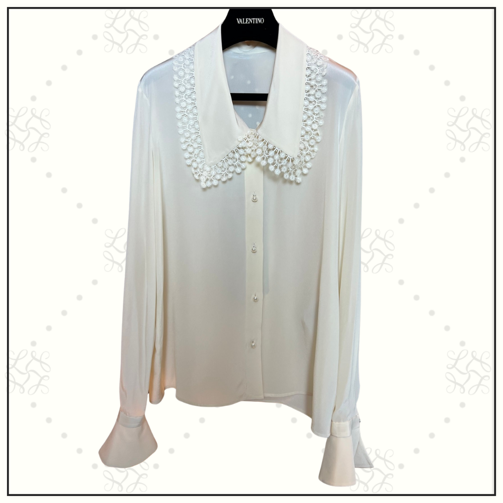 SILK AND LACE SHIRT WITH BOW TIE