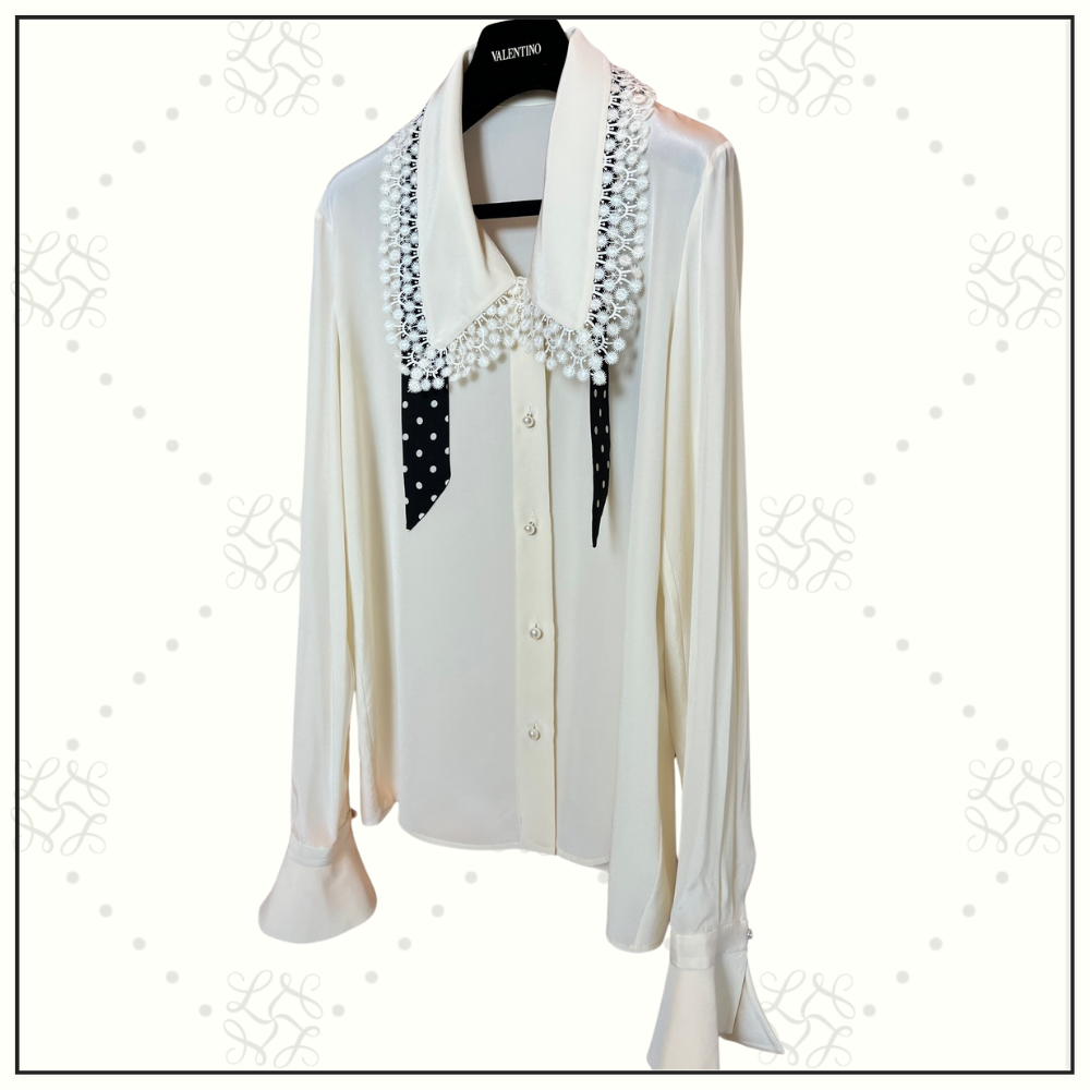 SILK AND LACE SHIRT WITH BOW TIE