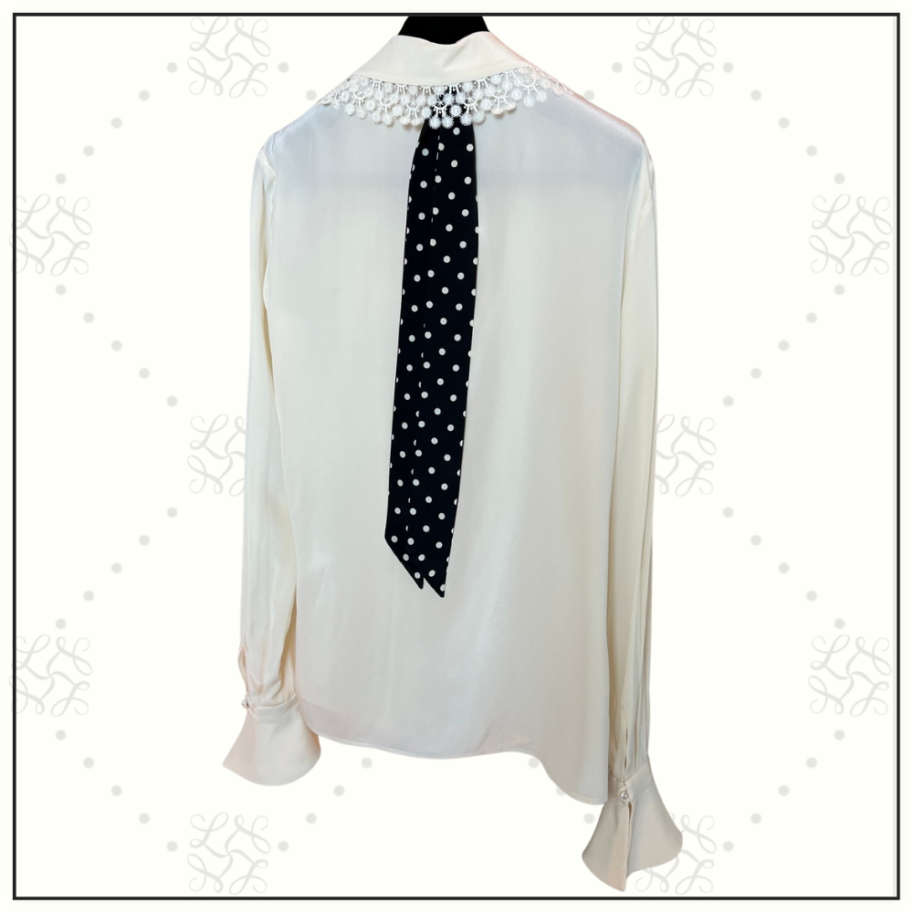 SILK AND LACE SHIRT WITH BOW TIE