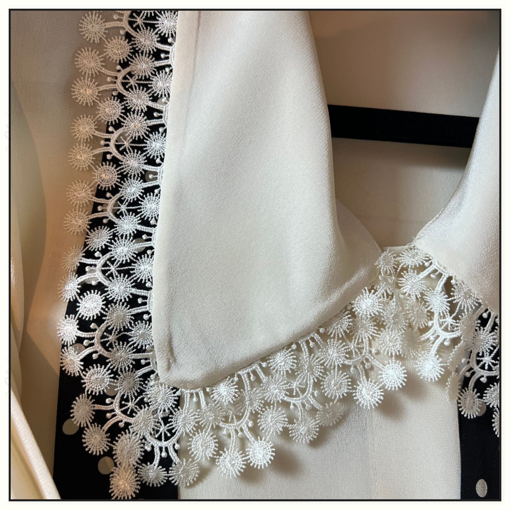 SILK AND LACE SHIRT WITH BOW TIE