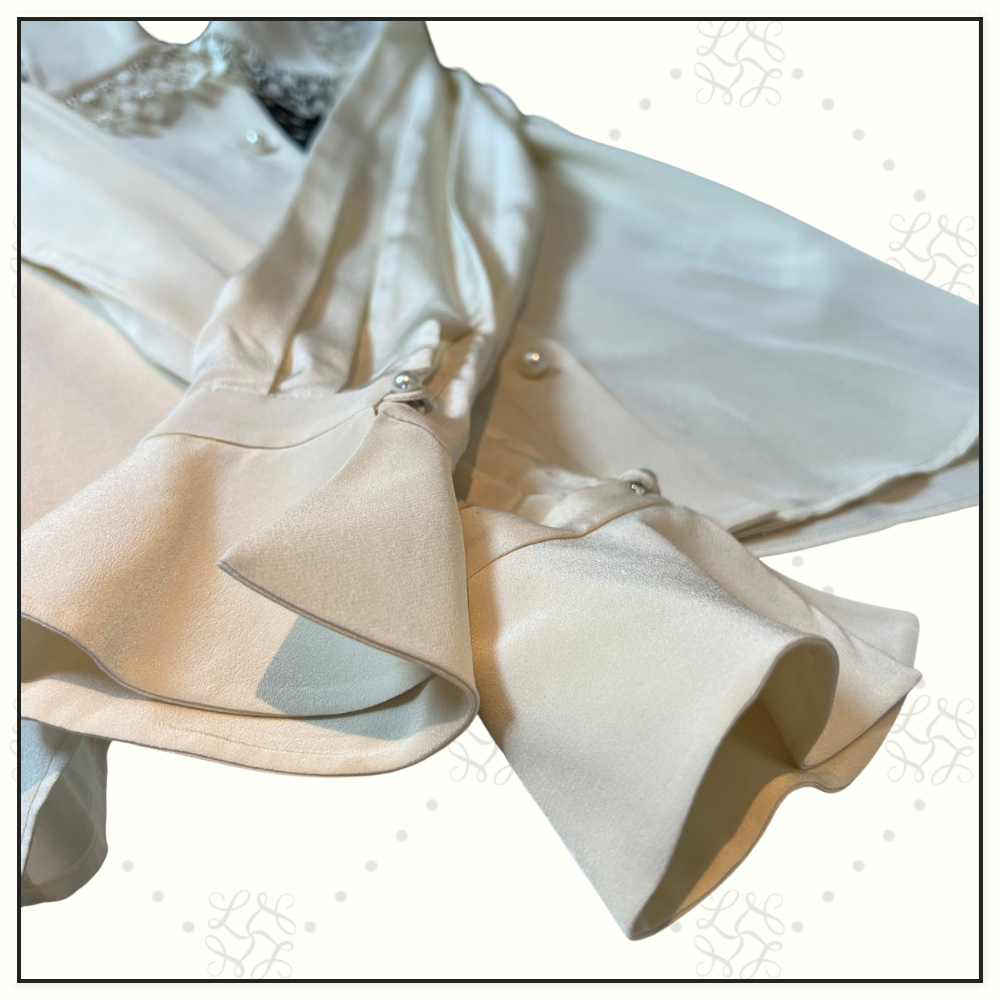 SILK AND LACE SHIRT WITH BOW TIE