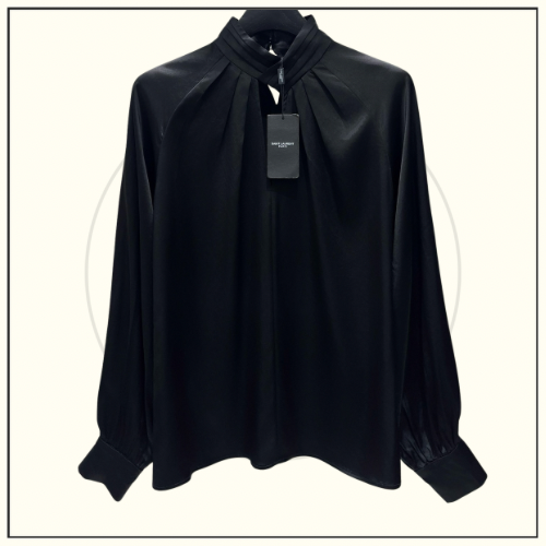 COLLARLESS SILK BLOUSE