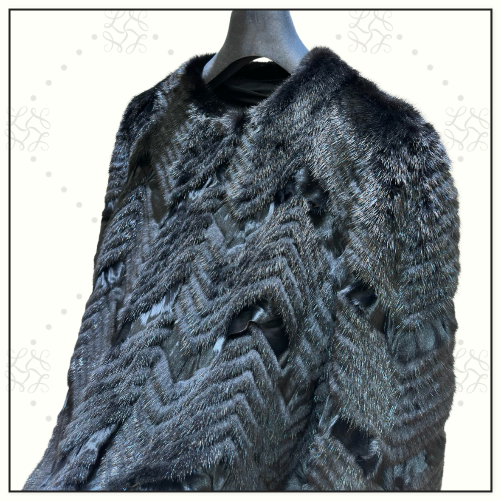 MINK FUR JACKET WITH CHEVRON MOTIFS