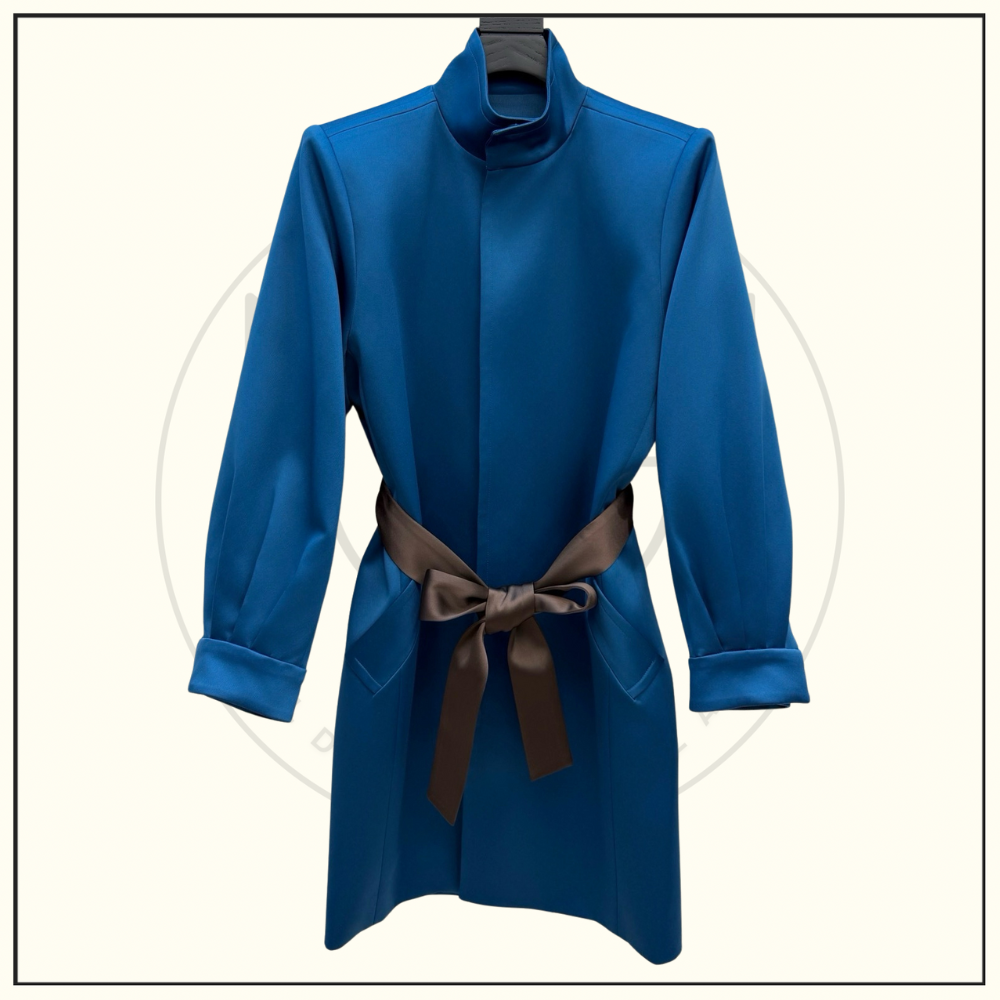 TIED BELT SILK DRESS