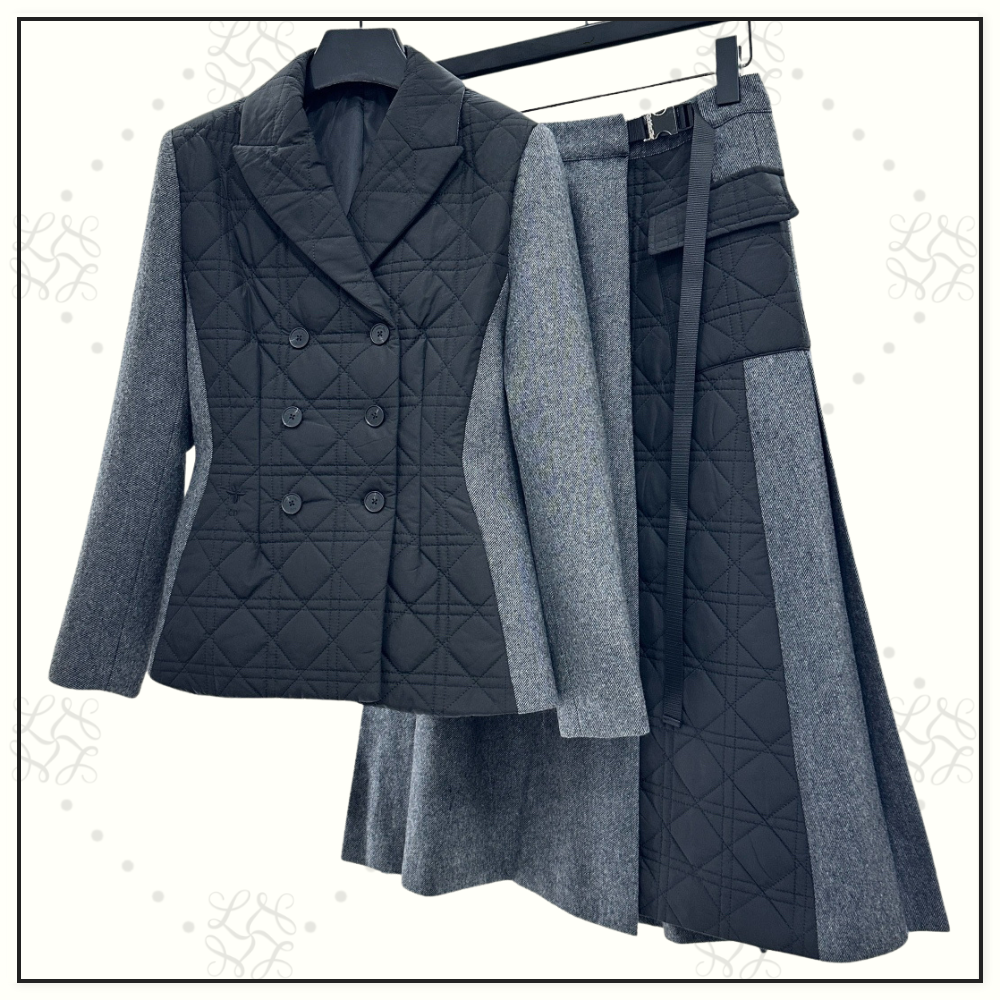 MACROCANNAGE FITTED JACKET & MIDI SKIRT